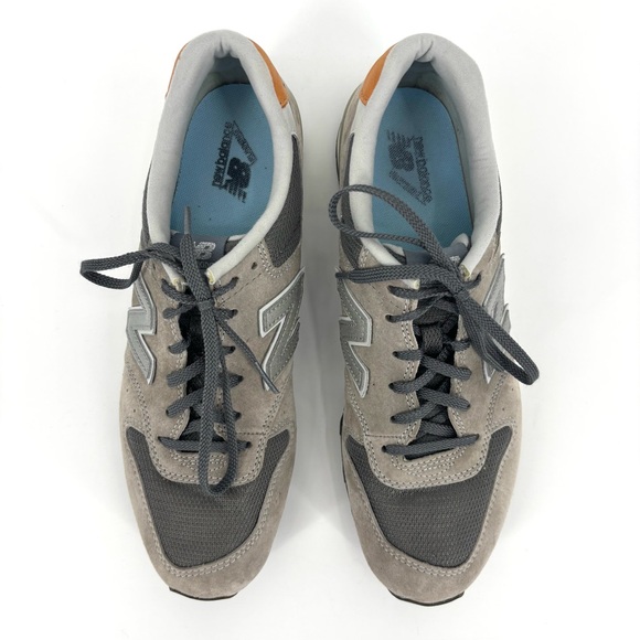 New Balance 996 Beige, Grey and Orange Lace-Up Sneakers, 10 - Picture 4 of 16